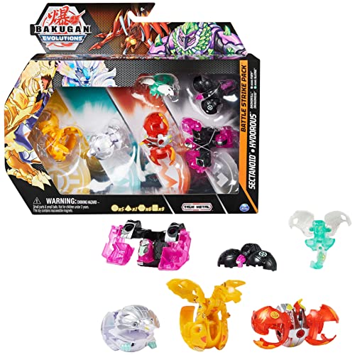 BAKUGAN 'Evolutions' Battle Strike 6er Pack mit 1 Platinum Ball (Pyrus Sectanoid), 2 Basic Balls (Aurelus Dragonoid, Haos Hydorous), 1 Geogan (Darkus Badadrill) & 2 Nanogan (Darkus Fury, Haos Sledge) von BAKUGAN