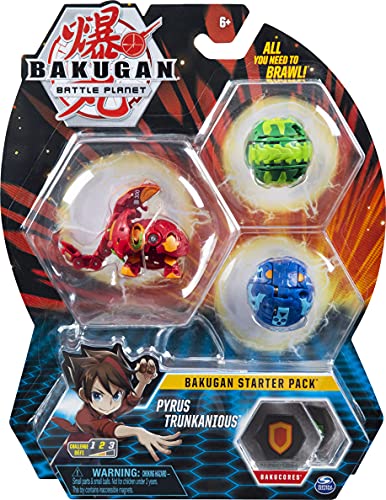BAKUGAN Spinmaster – 6045144 Pyrus Trunkanious – Starter Pack mit 3 Action Figuren von BAKUGAN