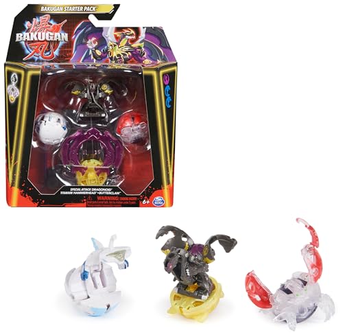 BAKUGAN Starter 3-Pack, Special Attack Dragonoid, Titanium Hammerhead, Butterclaw, individualisierbare Actionfigur, Sammelkarten, Kinderspielzeug für Jungen und Mädchen BAKUGAN Starter 3-Pack, Special Attack Dragonoid, Titanium Hammerhead, Butterclaw, individualisierbare Actionfigur, Sammelkarten, Kinderspielzeug für Jungen und Mädchen von BAKUGAN