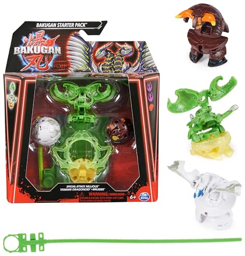 BAKUGAN Starter 3-Pack, Special Attack Nillious, Titanium Dragonoid, Bruiser, individualisierbare Actionfigur, Sammelkarten, Kinderspielzeug für Jungen und Mädchen von BAKUGAN