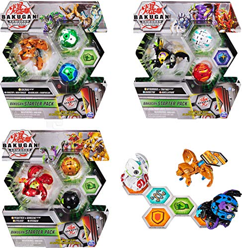 BAKUGAN Starter Pack mit 3 Armored Alliance (1 Ultra & 2 Basic Balls) inkl. Fusions-Charakteren, unterschiedliche Varianten von BAKUGAN