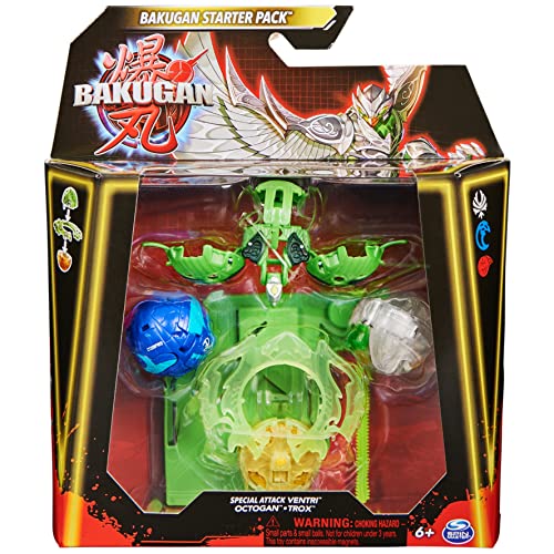 Bakugan 2023 Starter Pack mit 3 Bällen (1 Special Attack Ventri, zwei Core Balls Octogan und Trox) für Kinder ab 6 Jahren von BAKUGAN