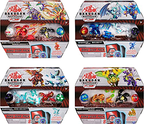 BAKUGAN Baku-Gear Pack mit 4 Armored Alliance (2 Ultra und 2 Basic Balls) und 1 Set Baku-Gear inkl. Fusions-Charakteren, unterschiedliche Varianten von BAKUGAN