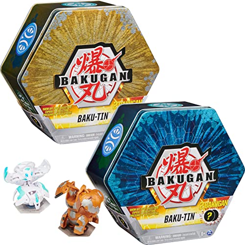 BAKUGAN Baku-Tin, Metall-Aufbewahrungsbox mit 2 Überraschungs-Bällen, unterschiedliche Varianten von BAKUGAN