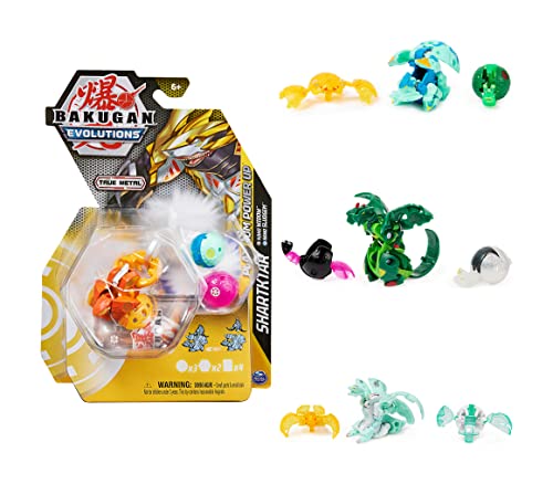 BAKUGAN 'Evolutions' Power Up 3er Pack mit 1 Platinum Series Ball (mit Metallkern) und 2 Nanogan (Mini-Ball für zusätzliche B-Power), unterschiedliche Varianten von BAKUGAN