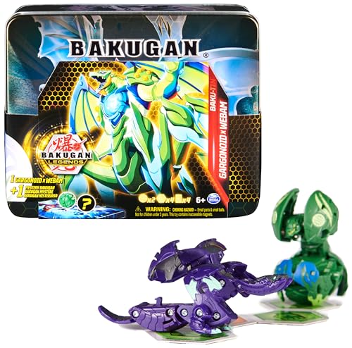 Bakugan 'Legends' 2023 Baku-Tin, hochwertige Metall-Aufbewahrungsbox mit exklusivem Fusions Gargonoid x Webam und einem weiteren Überraschungs-Ball, für Kinder ab 6 Jahren von BAKUGAN