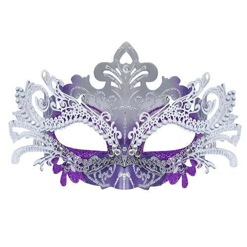 BAKUGOU Maskerade Maske für Frauen Glänzend Strass Venezianische Maske Abschlussball Karneval Ballmasken Halloween Party Kostüme, Lila / silberfarben, Einheitsgr��e BAKUGOU Maskerade Maske für Frauen Glänzend Strass Venezianische Maske Abschlussball Karneval Ballmasken Halloween Party Kostüme, Lila / silberfarben, Einheitsgr��e von BAKUGOU