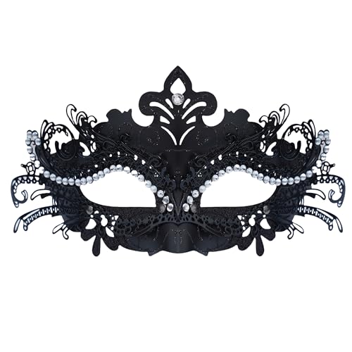 BAKUGOU Maskerade Maske für Frauen Glänzend Strass Venezianische Maske Abschlussball Karneval Ballmasken Halloween Party Kostüme, Schwarz, Einheitsgr��e BAKUGOU Maskerade Maske für Frauen Glänzend Strass Venezianische Maske Abschlussball Karneval Ballmasken Halloween Party Kostüme, Schwarz, Einheitsgr��e von BAKUGOU