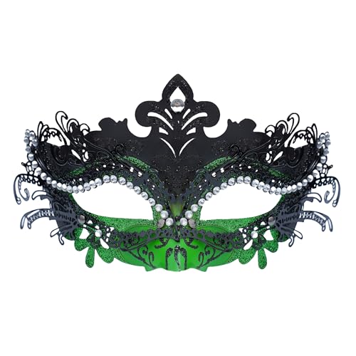 BAKUGOU Maskerade Maske für Frauen Glänzend Strass Venezianische Maske Abschlussball Karneval Ballmasken Halloween Party Kostüme, Schwarz / Grün, Einheitsgr��e BAKUGOU Maskerade Maske für Frauen Glänzend Strass Venezianische Maske Abschlussball Karneval Ballmasken Halloween Party Kostüme, Schwarz / Grün, Einheitsgr��e von BAKUGOU