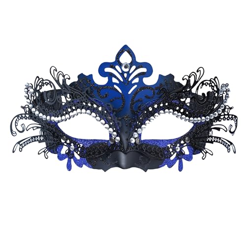 BAKUGOU Maskerade Maske für Frauen Glänzend Strass Venezianische Maske Abschlussball Karneval Ballmasken Halloween Party Kostüme, schwarz/blau, Einheitsgr��e BAKUGOU Maskerade Maske für Frauen Glänzend Strass Venezianische Maske Abschlussball Karneval Ballmasken Halloween Party Kostüme, schwarz/blau, Einheitsgr��e von BAKUGOU
