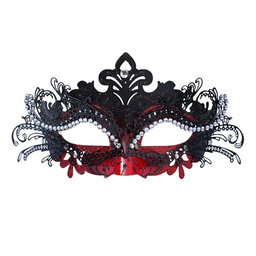 BAKUGOU Maskerade Maske für Frauen Glänzend Strass Venezianische Maske Abschlussball Karneval Ballmasken Halloween Party Kostüme, schwarz / rot, Einheitsgr��e BAKUGOU Maskerade Maske für Frauen Glänzend Strass Venezianische Maske Abschlussball Karneval Ballmasken Halloween Party Kostüme, schwarz / rot, Einheitsgr��e von BAKUGOU