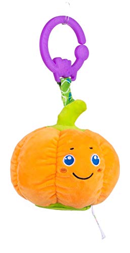 Balibazoo 80243 Crinkling Pumpkin, Clip & Go Spielzeug für Babys, sensorisches Spielzeug, sicheres Plüschtier, Babyfreund, Anhänger für Babyautositz oder Kinderwagen, sicheres Spielzeug Ab 0+ Monate von BALIBAZOO