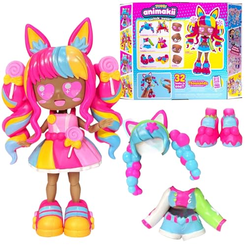 Animakii Modepuppen - Personalisierbare Candy + Bubblegum Style - 12,7 cm Modepuppe mit 32 Looks in einem - Puppenzubehör, Kleidung, Schuhe & Gesichtsplatten - Trendiges Mädchenspielzeug Animakii Modepuppen - Personalisierbare Candy + Bubblegum Style - 12,7 cm Modepuppe mit 32 Looks in einem - Puppenzubehör, Kleidung, Schuhe & Gesichtsplatten - Trendiges Mädchenspielzeug von BANDAI