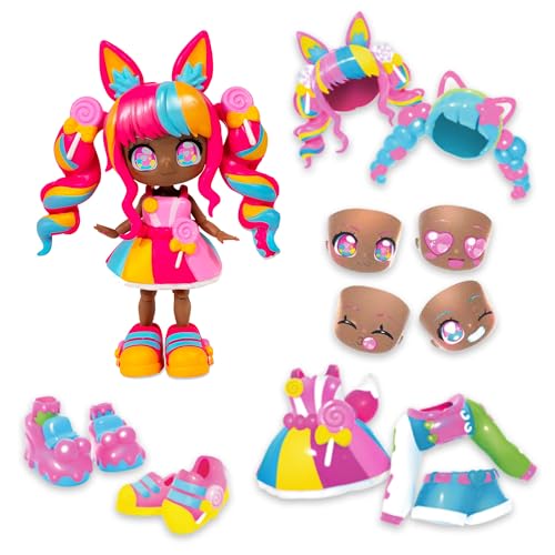 Animakii Modepuppen - Personalisierbare Candy + Bubblegum Style - 12,7 cm Modepuppe mit 32 Looks in einem - Puppenzubehör, Kleidung, Schuhe & Gesichtsplatten - Trendiges Mädchenspielzeug Animakii Modepuppen - Personalisierbare Candy + Bubblegum Style - 12,7 cm Modepuppe mit 32 Looks in einem - Puppenzubehör, Kleidung, Schuhe & Gesichtsplatten - Trendiges Mädchenspielzeug von BANDAI