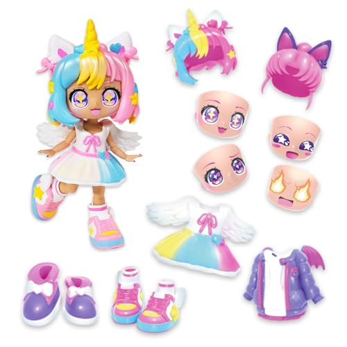 Animakii Modepuppen - Personalisierbare Einhorn + Fledermaus Style - 12,7 cm große Modepuppe mit 32 Looks in einem - Puppenzubehör, Kleidung, Schuhe & Gesichtsplatten - Trendiges Mädchenspielzeug Animakii Modepuppen - Personalisierbare Einhorn + Fledermaus Style - 12,7 cm große Modepuppe mit 32 Looks in einem - Puppenzubehör, Kleidung, Schuhe & Gesichtsplatten - Trendiges Mädchenspielzeug von BANDAI