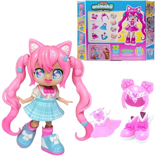 Animakii Modepuppen - Personalisierbares magisches Mädchen + Schulmädchen-Stil - 12,7 cm Modepuppe mit 32 Looks in einem - Puppenzubehör, Kleidung, Schuhe & Gesichtsplatten - Trendiges Animakii Modepuppen - Personalisierbares magisches Mädchen + Schulmädchen-Stil - 12,7 cm Modepuppe mit 32 Looks in einem - Puppenzubehör, Kleidung, Schuhe & Gesichtsplatten - Trendiges von BANDAI