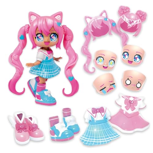 Animakii Modepuppen - Personalisierbares magisches Mädchen + Schulmädchen-Stil - 12,7 cm Modepuppe mit 32 Looks in einem - Puppenzubehör, Kleidung, Schuhe & Gesichtsplatten - Trendiges Animakii Modepuppen - Personalisierbares magisches Mädchen + Schulmädchen-Stil - 12,7 cm Modepuppe mit 32 Looks in einem - Puppenzubehör, Kleidung, Schuhe & Gesichtsplatten - Trendiges von BANDAI