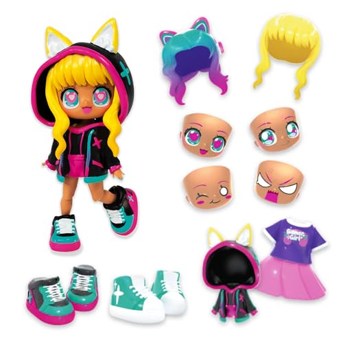 Animakii Modepuppen - Personalisierter Cyberpunk + Gamer Style - 12,7 cm Modepuppe mit 32 Looks in einem - Puppenzubehör, Kleidung, Schuhe & Gesichtsplatten - Trendiges Mädchenspielzeug Animakii Modepuppen - Personalisierter Cyberpunk + Gamer Style - 12,7 cm Modepuppe mit 32 Looks in einem - Puppenzubehör, Kleidung, Schuhe & Gesichtsplatten - Trendiges Mädchenspielzeug von BANDAI