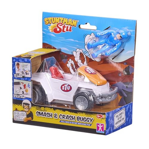BANDAI, Stuntman STU Buggy Smash & Crash, zerlegbares Spielzeugauto mit Actionfigur, Akrobatikfahrzeug mit App und Spezialeffekten, Mehrfarbig, COSS8373 von BANDAI