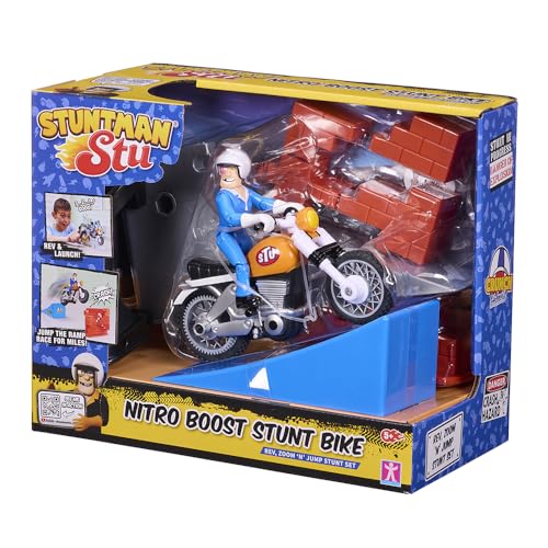 BANDAI, Stuntman STU Nitro Boost, herausnehmbares Spielzeugmotorrad mit Startrampe, Ziegelwand und Actionfigur, App mit Effekten, Mehrfarbig, COSS8201 BANDAI, Stuntman STU Nitro Boost, herausnehmbares Spielzeugmotorrad mit Startrampe, Ziegelwand und Actionfigur, App mit Effekten, Mehrfarbig, COSS8201 von BANDAI