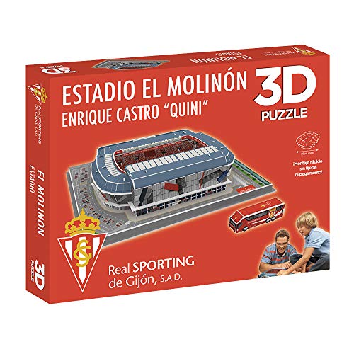 BANDAI - Puzzle Stadion 3D EL Molinón (Sporting Gijón) National Soccer Club Stadion Sammelfigur, Mehrfarbig (Eleven Force EF10803) von BANDAI