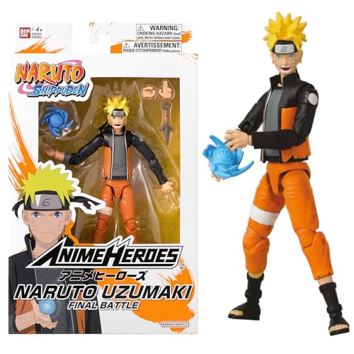 Bandai - Anime Heroes - Figur Naruto Uzumaki (Final Battle) - Offizielle Lizenz Naruto Shippuden - Gelenkige Naruto-Figur 17 cm - Manga Actionfigur - Spielzeug für Kinder ab 4 Jahren - 36964 von BANDAI