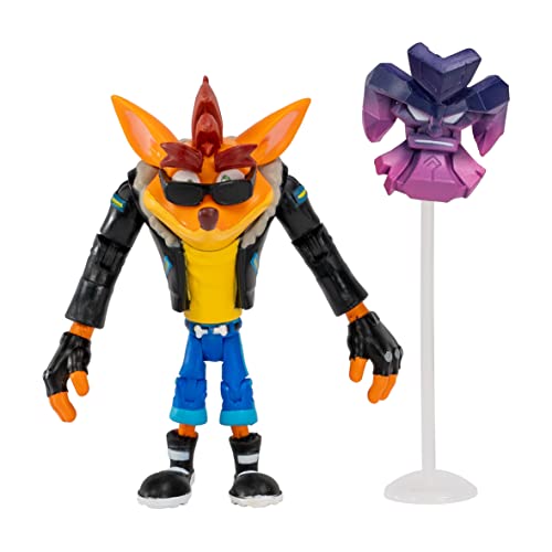 Crash Bandicoot Bandai Actionfiguren Biker Crash mit Maske | 11 cm Biker Spielzeug mit Maske und Ständer Zubehör | Sammelfiguren als Merchandise und Videospiel Geschenke von Crash Bandicoot