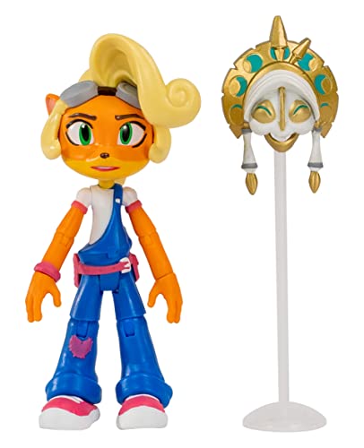 Crash Bandicoot Bandai Actionfiguren Coco Bandicoot mit Maske | 11 cm Coco Bandicoot Spielzeug mit Maske und Ständer Zubehör | Sammelfiguren als Warenartikel und Videospiel-Geschenke, blau, weiß von Crash Bandicoot