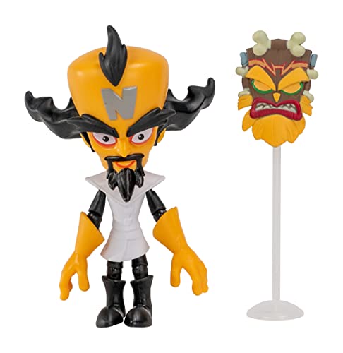 BANDAI Crash Bandicoot Actionfiguren Dr. Neo Cortex mit Maske, 11 cm, Dr. Neo Cortex Spielzeug mit Maske und Ständer Zubehör | Sammelfiguren als Merchandise- und Videospiel-Geschenke von BANDAI