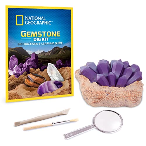 Bandai – National Geographic – Ausgrabungsset – 3 Edelsteine zum Ausgraben – Amethyst, Tigerauge und Quarz – Bildungs- und Wissenschaftsspiel – STEM – JM80559M von National Geographic