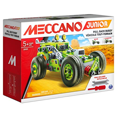 BANDAI - Meccano Junior Mein Auto mit Rückzugsmotor - Konstruktionsset 138 Teile, Rückzugsmotor, Werkzeuge, Anleitung - Aktivitäts-Kit Auto-Zusammenbau - Spielzeug ab 8 Jahren - APM19102 von BANDAI