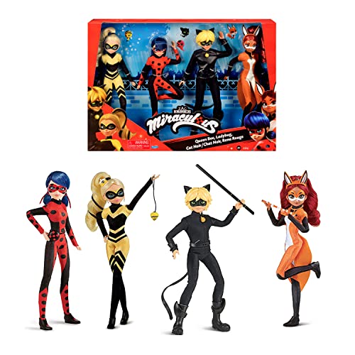 BANDAI – Miraculous Ladybug – 4er Pack Miraculous Puppen, 26 cm – Ladybug, Cat Noir, Rena Rouge und Queen Bee – 26 cm große Gliederpuppen – P50369 BANDAI – Miraculous Ladybug – 4er Pack Miraculous Puppen, 26 cm – Ladybug, Cat Noir, Rena Rouge und Queen Bee – 26 cm große Gliederpuppen – P50369 von BANDAI