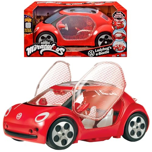 Bandai – Miraculous Ladybug Auto - Volkswagen e-Beetle von Ladybug des Miraculous Films - Türen, Kofferraum und Dach zum Öffnen - Puppe Nicht enthalten - Spielzeug für Kinder ab 4 Jahren - P50669 von Bandai