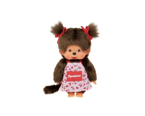 BANDAI - Monchhichi - Monchhichi-Plüsch mit Blumenschürze - Ikonisches Affen-Plüschtier der 80er Jahre - Monchhichi Weiches Kuscheltier 20 cm für Kinder - Spielzeug ab 2 Jahren - SE201648 von BANDAI