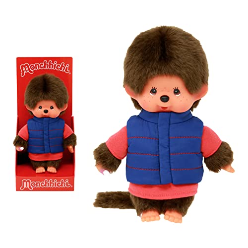 Bandai - Monchhichi - Plüschtier Monchhichi Daunenjacke - Kultplüschtier der 80er - Kuscheliges 20 cm großes Plüschtier für Kinder und Erwachsene - SE233878 von Bandai