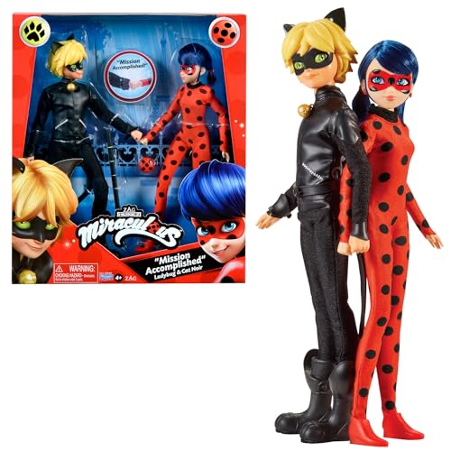 Bandai - Miraculous Ladybug - Pack mit 2 26 cm Gelenkpuppen - Schatulle Ladybug und Cat Noir - Miraculous Spielzeug Puppe - Kinderspielzeug ab 4 Jahren - P50365 von Bandai