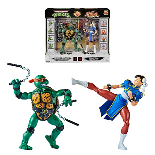Bandai - 15 cm große offizielle Figuren Teenage Mutant Ninja Turtles x Street Fighter - Mike VS Chun Li - P81252 von BANDAI