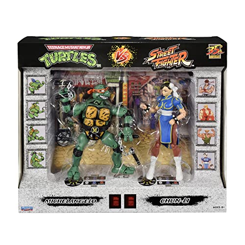 Bandai - 15 cm große offizielle Figuren Teenage Mutant Ninja Turtles x Street Fighter - Mike VS Chun Li - P81252 von BANDAI