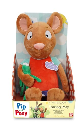 BANDAI Pip and Posy Talking Feature Plüsch Posy mit Froggy - Großer sprechender Teddy - Stofftier mit Geräuschen - Großes Kuscheltier mit TV-Show Sätzen von BANDAI