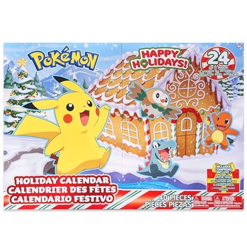 Bandai Pokemon Adventskalender – 16 Überraschungsfiguren 5 cm + 6 Elemente zum Bauen zum Thema Weihnachten – WT00257 von Bandai