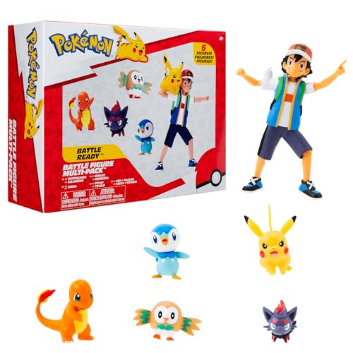 Bandai - Pokémon – Pack mit 6 Figuren – Sacha, Pikachu, Salameté, Tiplouf, Zweig, Zorua – JW3781 von Pokémon