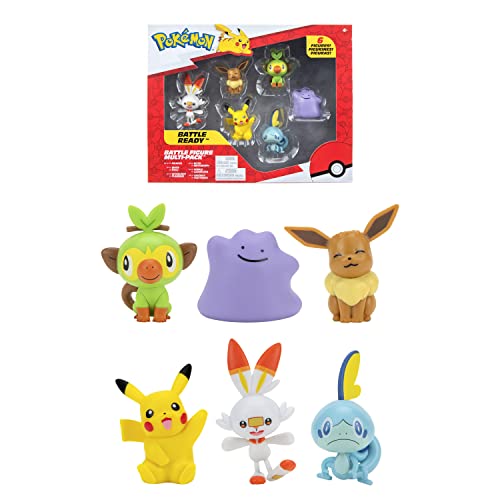 Bandai - Pokémon – Pack mit 6 Figuren – Welle 2 – Pikachu, Ouistempo, Larmeleon, Flambino, Evoli, Metamorph – PKW2471 von Bandai