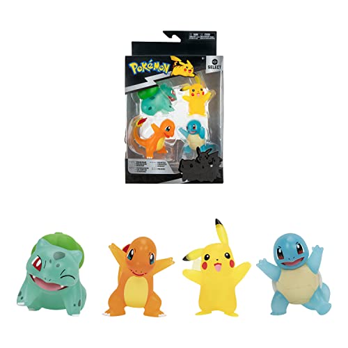 Pokémon Bandai JW2798 Figuren, durchsichtig, Bisasam, Pikachu, Glumanda & Schitter, Figuren, 8 cm, 4 Stück von Pokémon