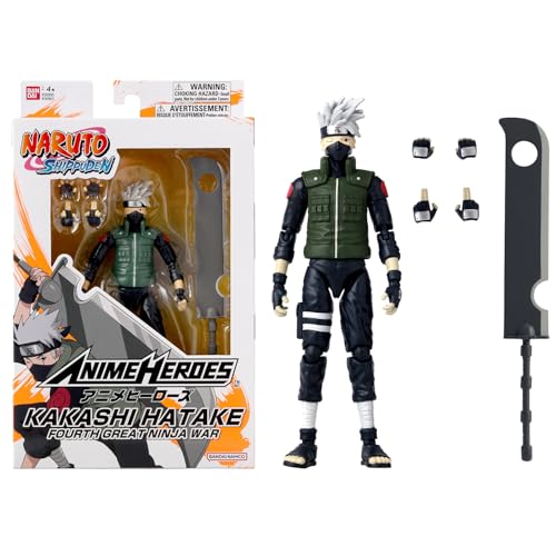 Bandai – Anime Heroes – Naruto Shippuden – Anime-Heldenfiguren 17 cm – Kakashi Hatake (Fourth Great Ninja War) – Offizielle Lizenz - Gelenkfigur Kakashi - 36963 von BANDAI