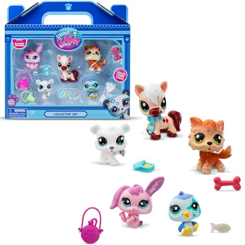 Littlest Pet Shop - Sammler-Set Winterberg-Thema 5 Tiere und Zubehör - Offizielle Lizenz Pet Shop - Spielzeugset mit niedlichen Mini-Tierfiguren - Spielzeug für Kinder ab 4 Jahren - BF00573 von BANDAI