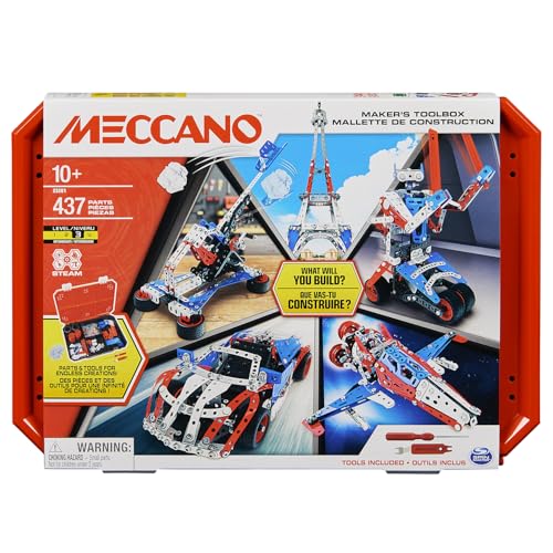 Bandai - Meccano Baukoffer – 5-in-1-Bauset Fahrzeuge, Roboter, Eiffelturm – 437 Teile, Werkzeuge, Anleitung – Bausatz – Spielzeug für Kinder ab 10 Jahren – APM20106 Bandai - Meccano Baukoffer – 5-in-1-Bauset Fahrzeuge, Roboter, Eiffelturm – 437 Teile, Werkzeuge, Anleitung – Bausatz – Spielzeug für Kinder ab 10 Jahren – APM20106 von BANDAI
