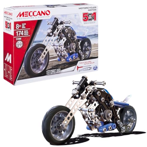 Bandai - Meccano Moto 5 in 1 – Baukasten mit 5 Modellen – 174 Teile, 2 Werkzeuge, Anleitung – Aktivitätsset zur Montage des Motorrads – Spielzeug für Kinder ab 8 Jahren – Geschenkidee für Jugendliche Bandai - Meccano Moto 5 in 1 – Baukasten mit 5 Modellen – 174 Teile, 2 Werkzeuge, Anleitung – Aktivitätsset zur Montage des Motorrads – Spielzeug für Kinder ab 8 Jahren – Geschenkidee für Jugendliche von BANDAI