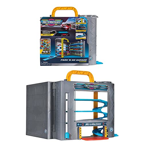 Bandai - Micro Machines – Garage Park N Go – Transportgarage und EIN Exklusives Fahrzeug inklusive – Universum zur Aufbewahrung und zum Spielen Micro Machines – JW0041 von BANDAI