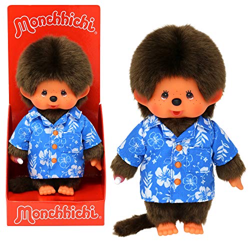 Bandai - Monchhichi - Hawaii 20 cm - Kultplüschtier der 80er - Kuscheliges 20 cm großes Plüschtier für Kinder und Erwachsene - SE23385 von Bandai