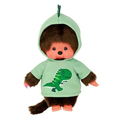 Bandai - Monchhichi - Plüschtier Monchhichi Dinosaurier - Kultplüschtier der 80er - Kuscheliges 20 cm großes Plüschtier für Kinder und Erwachsene - SE242177 von Bandai